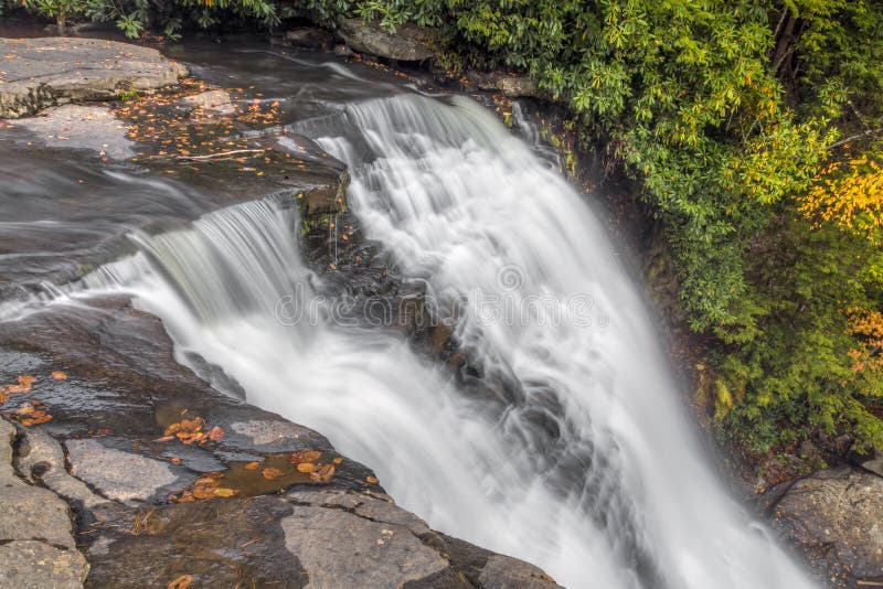 Waterfall on Muddy Creek. Maryland's highest free-falling waterfall, the 53-foot (16 m) Muddy Creek Falls, is found just upstream from the creek's confluence stock photos Waterfall on Muddy Creek. Maryland's highest free-falling waterfall, the 53-foot (16 m) Muddy Creek Falls, is found just upstream from the creek's confluence stock photos