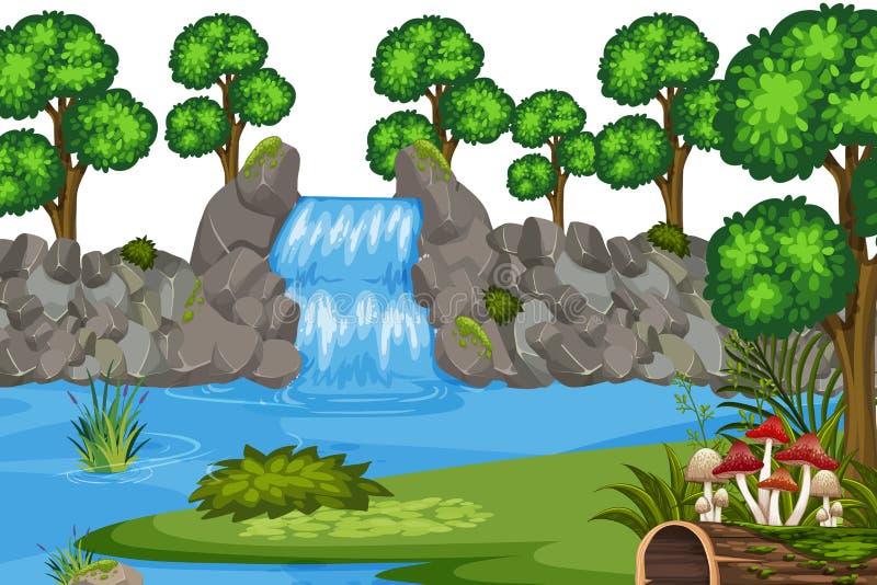 A Waterfall Nature Template Stock Vector - Illustration of waterfall ...