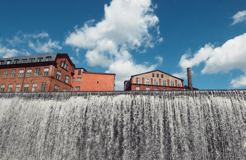 Waterfall in old industrial part of Norrköping