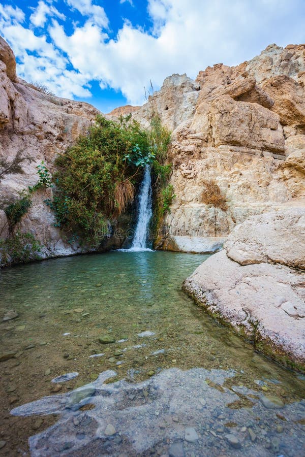 Waterfall Among Rocks Parched Desert Stock Image Image Of Backgrounds