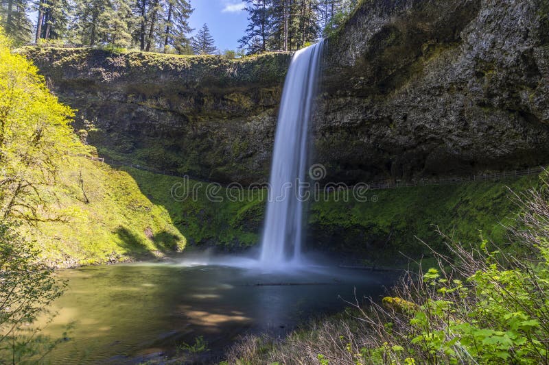 Waterfall Scenery in Silver Falls State Park, Oregon . Stock Photo