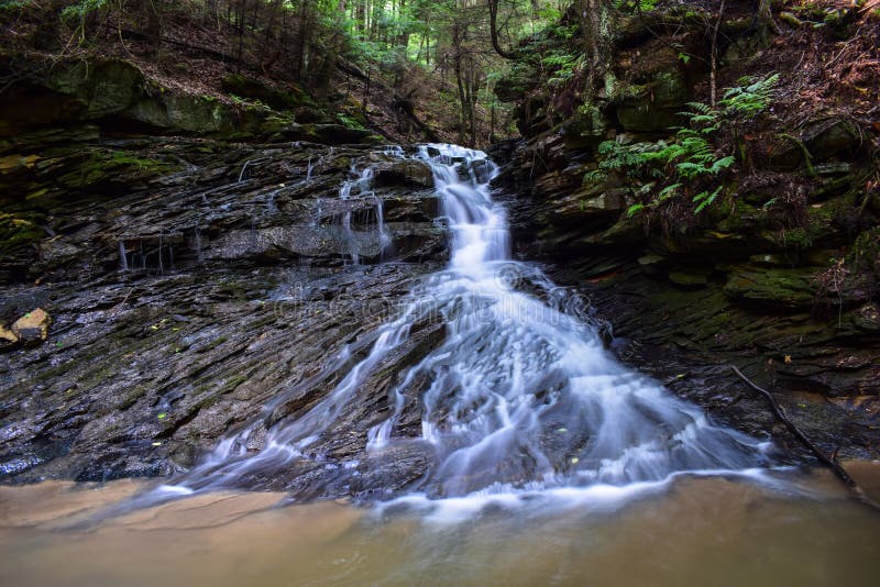 Waterfall on a Small Native Brook Trout Stream. Stock Image Image of