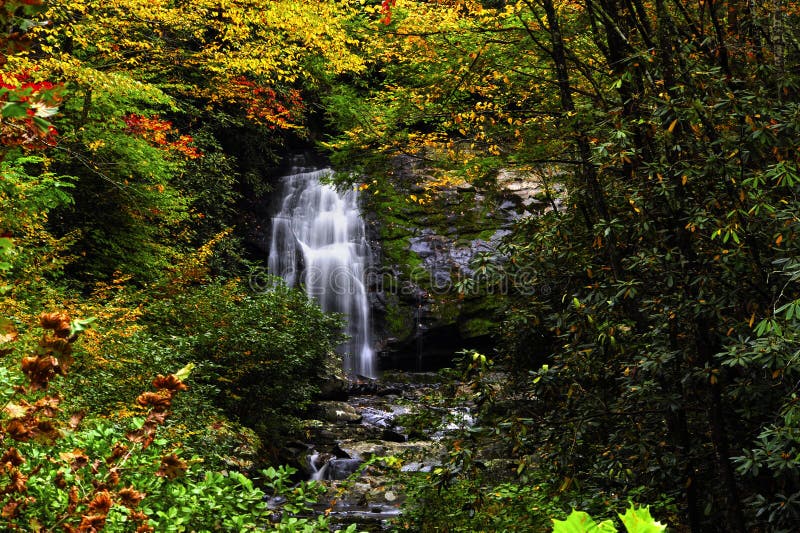 Waterfall in Smoky Mountain National Park in Fall