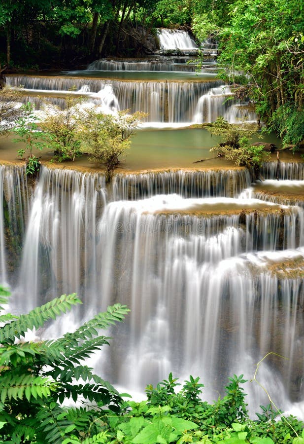 Waterfall in tropical deep forest