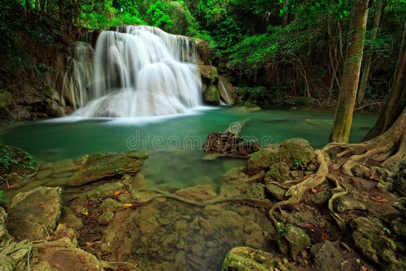 Waterfall in tropical forest, west of Thailand