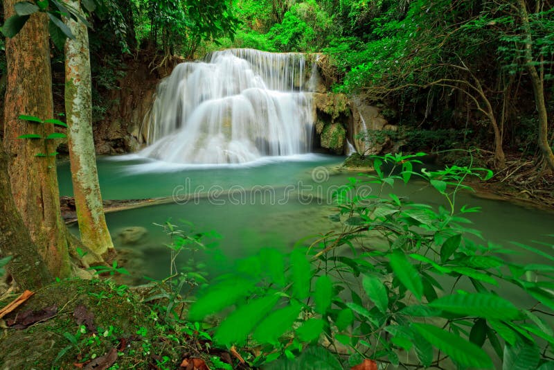 Waterfall in tropical forest, west of Thailand