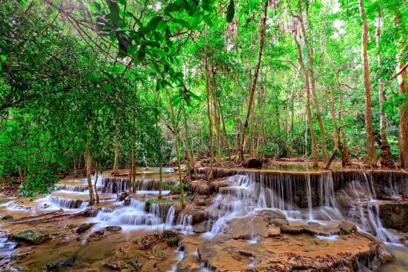 Waterfall in tropical forest, west of Thailand