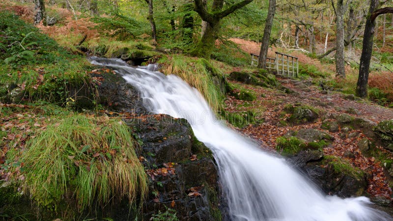 The waterfalls above Hafod-y-llan on the Watkins Path up to Snowdon, Wales