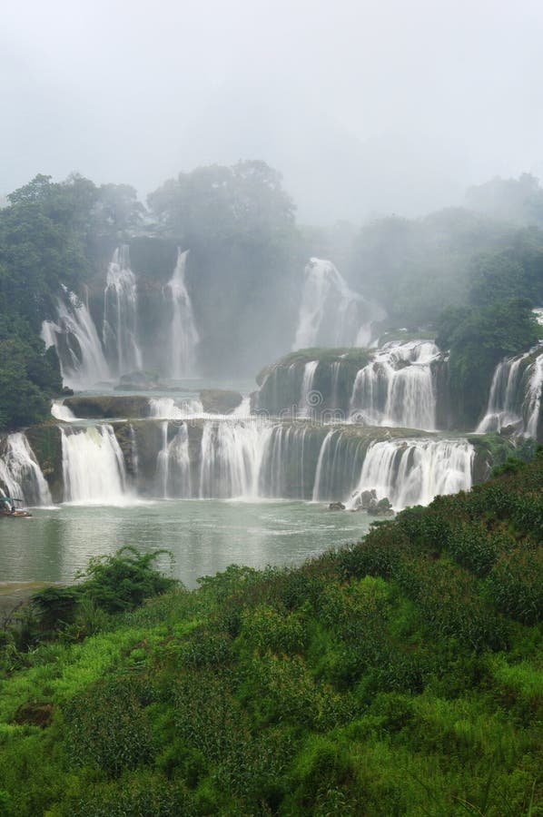 Waterfalls in fogs