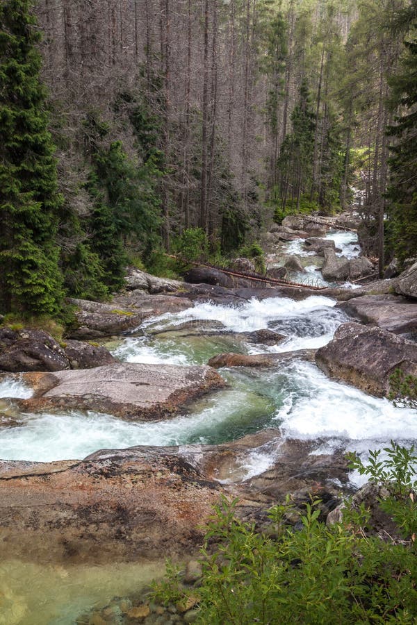 Waterfalls at stream Studeny potok in High Tatras, Slovakia