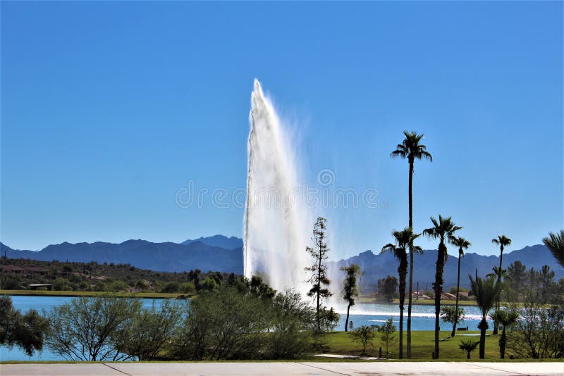 Waterfontein bij Fonteinheuvels, Maricopa-Provincie, Arizona, Verenigde Staten
