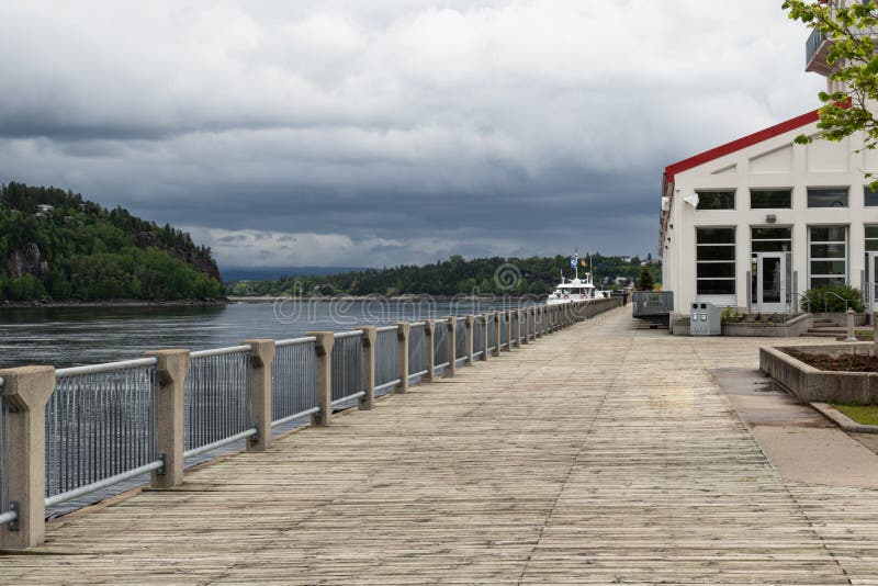 Waterfront boardwalk at the Saguenay River in Chicoutimi Quebec Canada