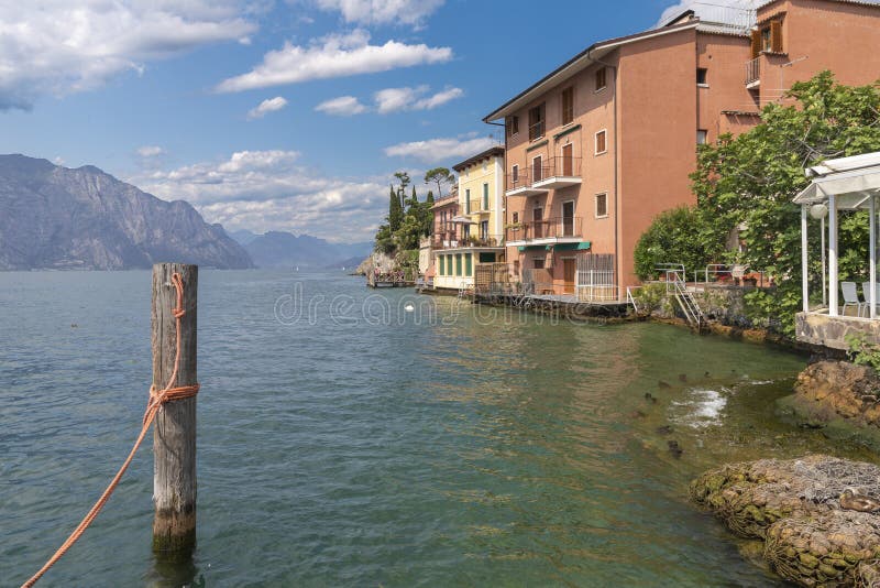 The Waterfront of Malcesine and Lago Di Garda Lake Stock Image Image