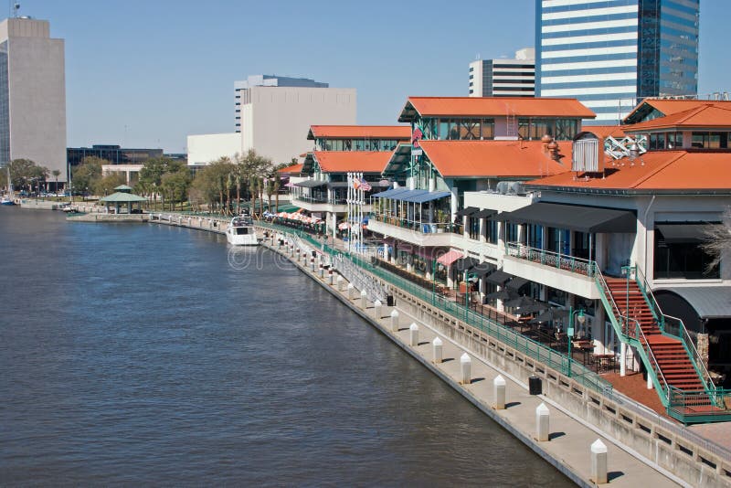 Waterfront shopping and dining complex stock photography Waterfront shopping and dining complex stock photography