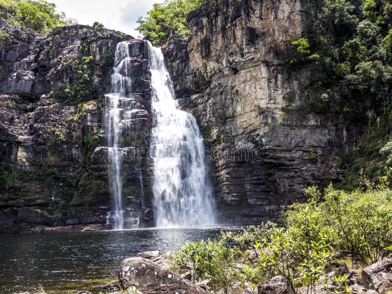 Waterfsll w Chapada dos Veadeiros parku narodowym obrazy royalty free Waterfsll w Chapada dos Veadeiros parku narodowym obrazy royalty free