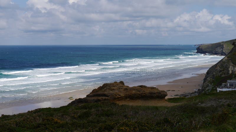 Watergate fjärd Newquay Cornwall UK Mycket populärt med holidaymakers arkivbilder Watergate fjärd Newquay Cornwall UK Mycket populärt med holidaymakers arkivbilder