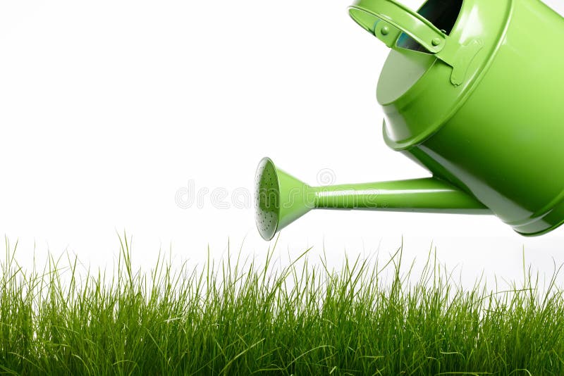 Watering can and grass