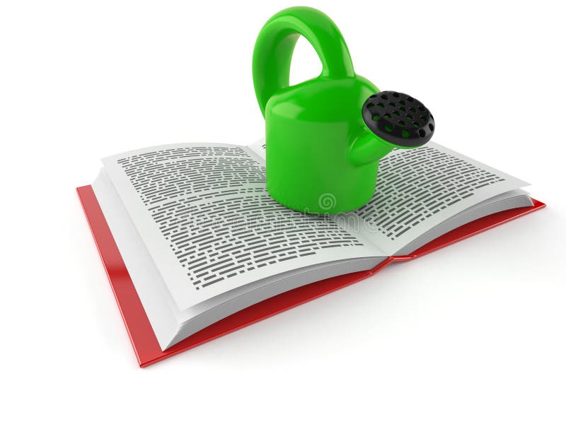 Watering can on open book vector illustration