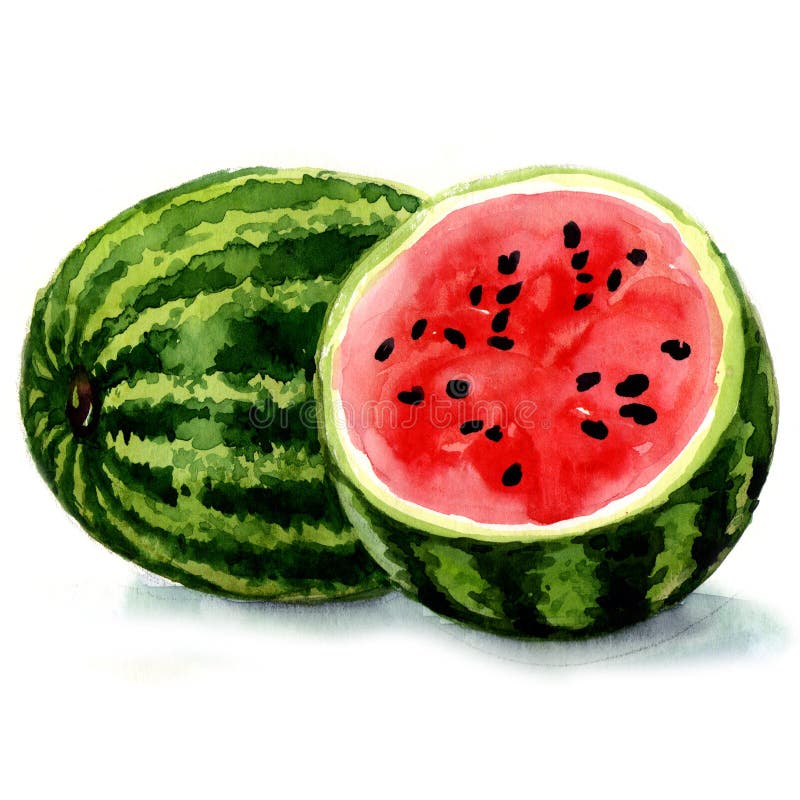 Watermeloen. waterverfillustratie stock illustratie Watermeloen. waterverfillustratie stock illustratie