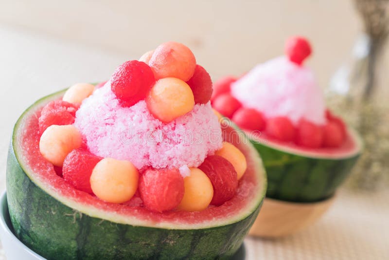 Watermelon bingsu dessert stock image. Image of cantaloupe 92885585