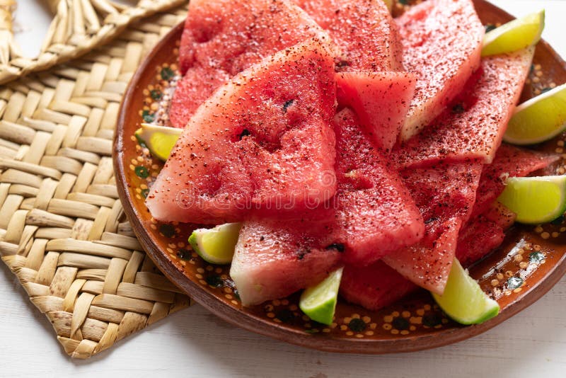 Watermelon with Chili Powder Stock Image Image of slice, sweet 170975839