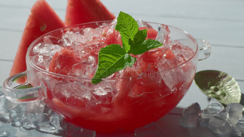 Watermelon dessert with ice