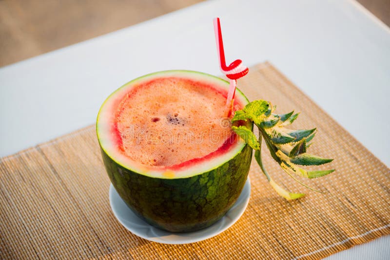 Watermelon Drink with a Straw. Bar and Restaurant. Stock Image Image