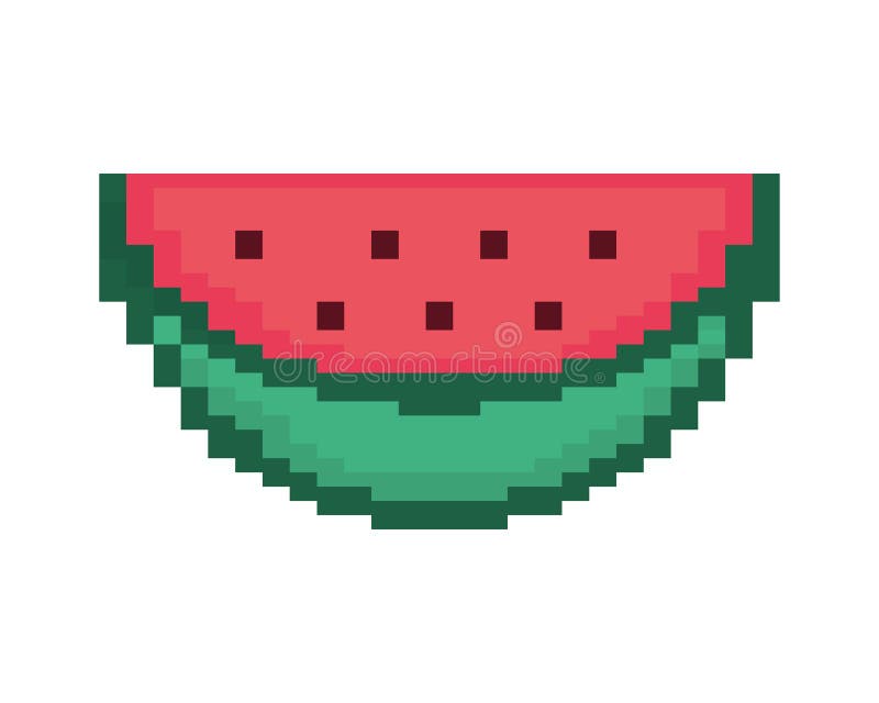 Fruits Pixel Art Icons Set Watermelon Stock Vector (Royalty Free