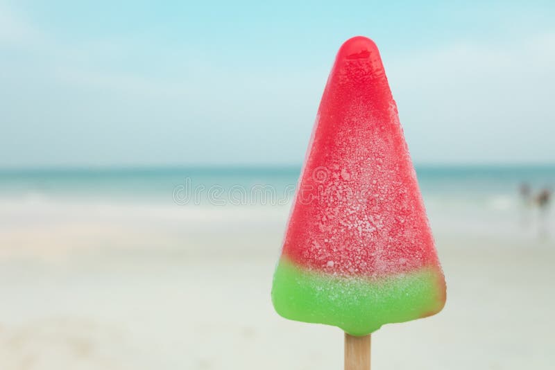 Watermelon ice-cream summer time on sea beach. royalty free stock image Watermelon ice-cream summer time on sea beach. royalty free stock image