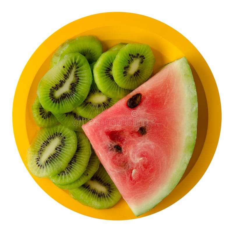 Watermelon And Kiwi Sliced On A Plate Stock Photo Image of melon