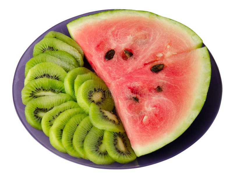 Watermelon And Kiwi Sliced On A Plate Stock Photo Image Of Freshness