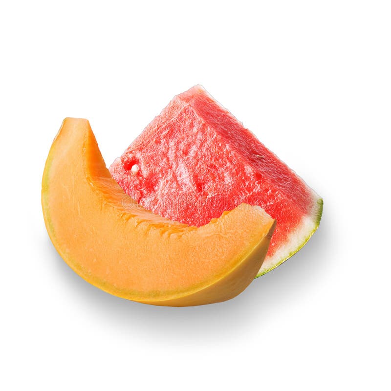 watermelon and melon fruit isolated on white background with shallow depth of field stock photos watermelon and melon fruit isolated on white background with shallow depth of field stock photos