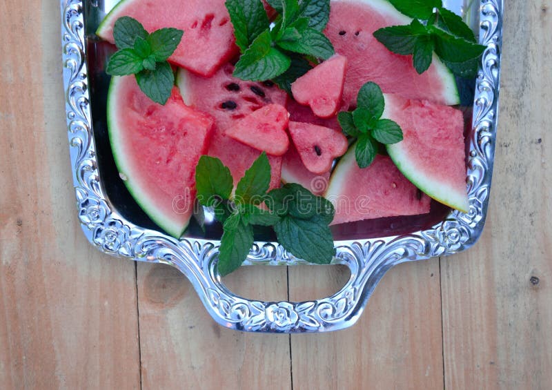Watermelon with mint stock photo. Image of juicy, healhty 130399554