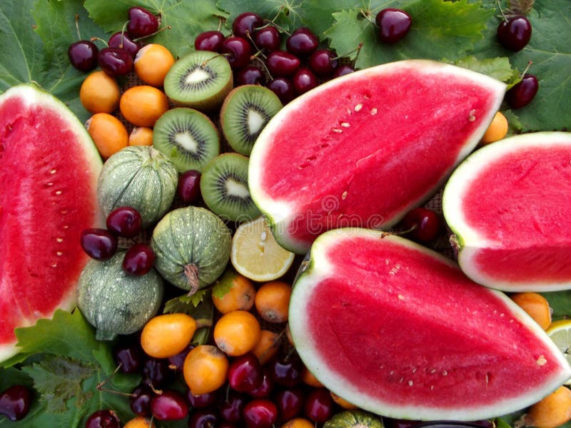 Watermelon and Other Fruits Display Stock Photo Image of cusine
