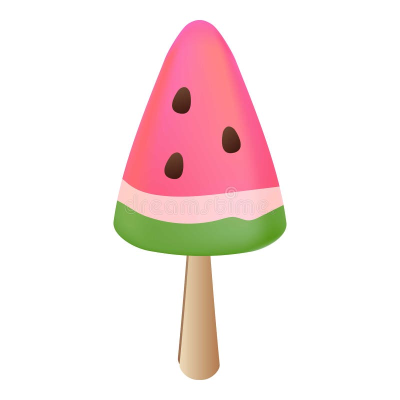 Watermelon Popsicle Icon, Cartoon Style Stock Vector Illustration of