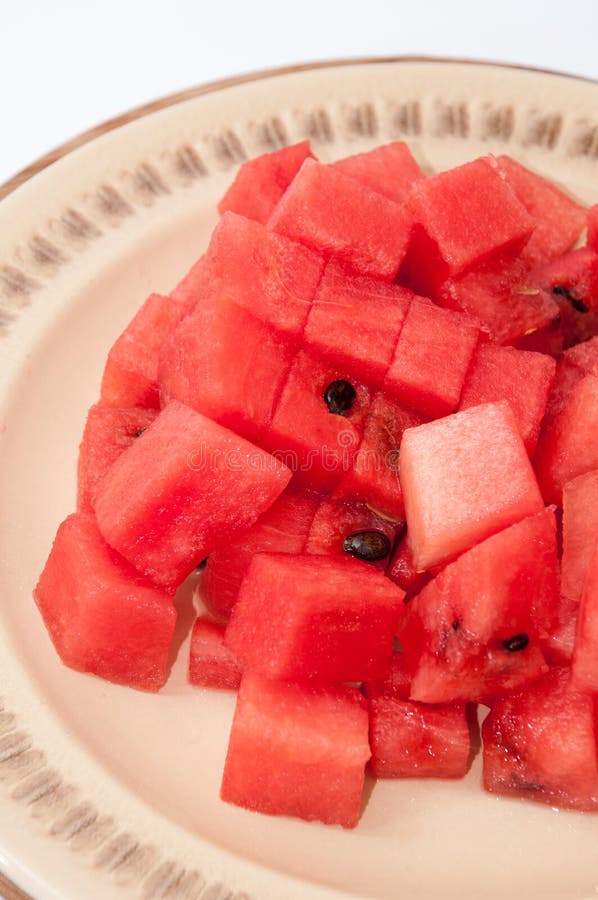 Watermelon Sliced into the Cubes Stock Photo Image of diet