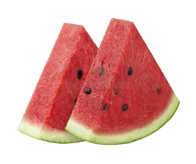 Watermelon small slices 2 isolated on white background as package design element. Triangular cut watermelon stock images, royalty-free photos and pictures