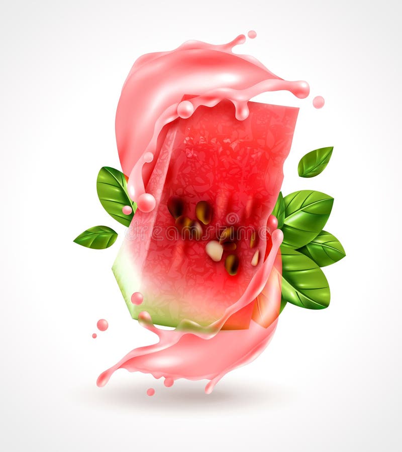 Watermelon Splash Realistic Composition. 