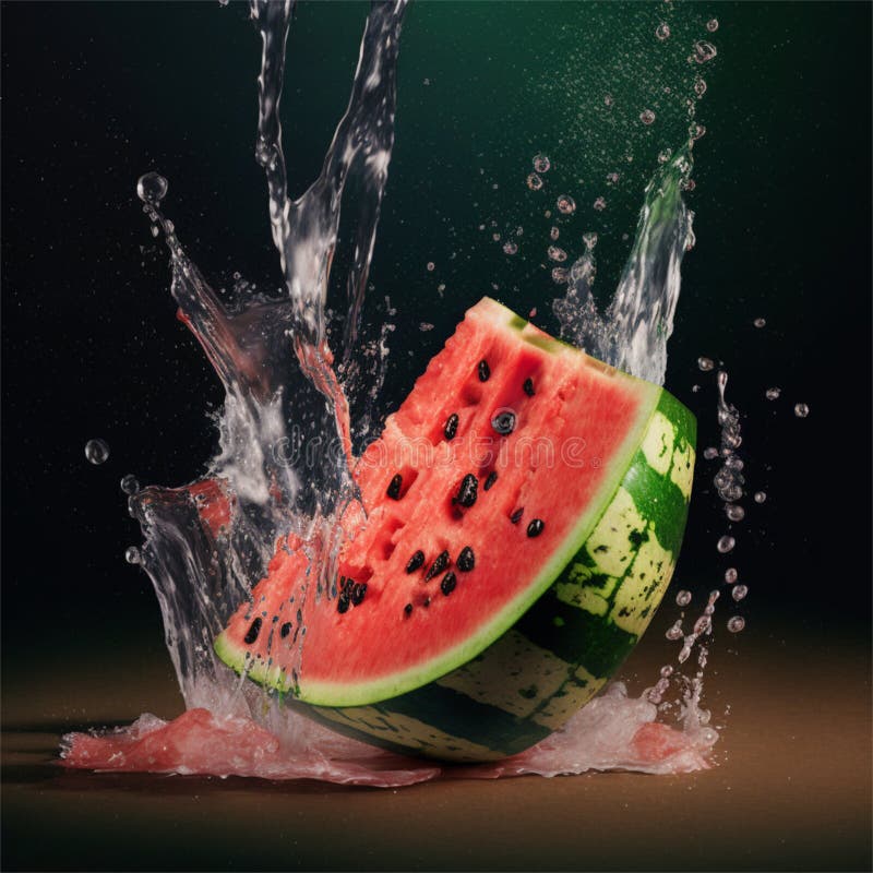 Watermelon with Splash of Water Stock Photo Image of produce, watermelon 262126588