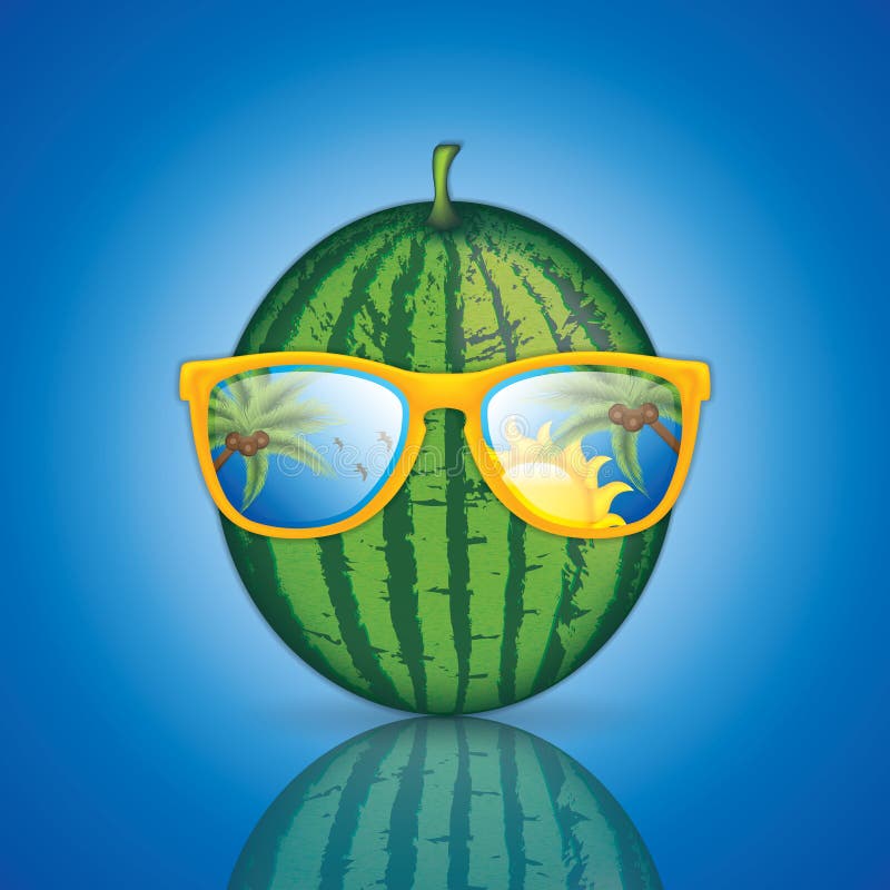Watermelon with sunglasses stock vector. Illustration of ocean - 116601994