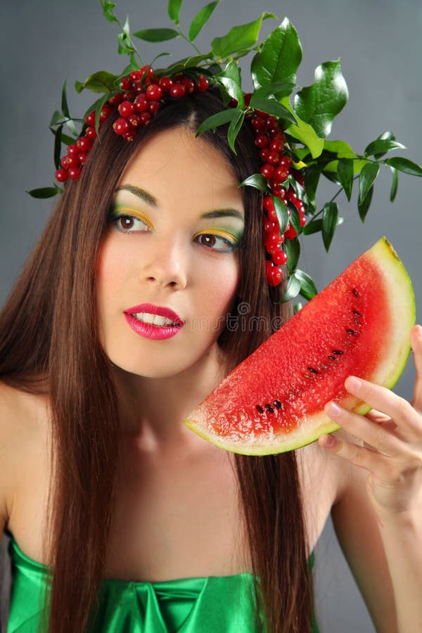Eating watermelon stock image. Image of beauty, portrait 20137543