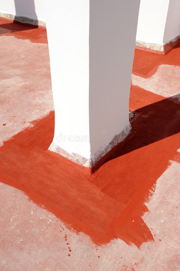 neem medicijnen mineraal Facet Waterproofing the Terrace of a Building with Red Acrylic Rubber Paint Stock  Photo - Image of construction, protect: 163412578