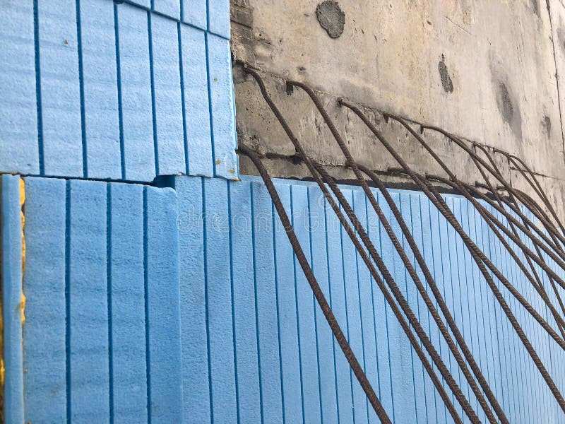 Waterproofing and Thermal Insulation of Concrete Building Walls Stock