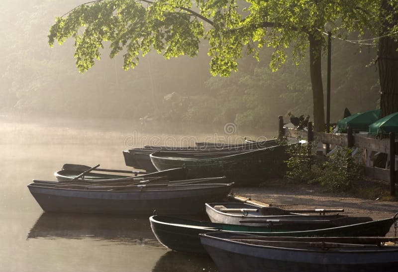 Waterside cafe - misty morning