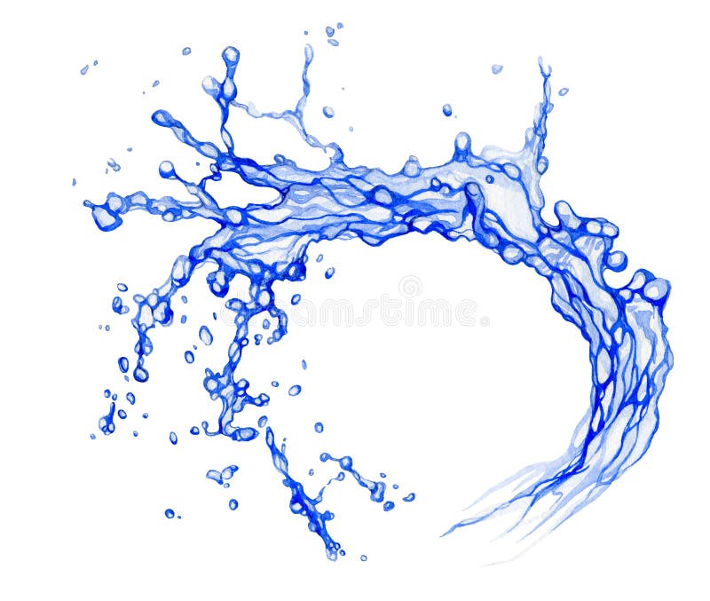 Waterspatwaterkleurillustratie Door de hand getrokken gedetailleerde blauwe golf Geïsoleerd op witte achtergrond vector illustratie Waterspatwaterkleurillustratie Door de hand getrokken gedetailleerde blauwe golf Geïsoleerd op witte achtergrond vector illustratie