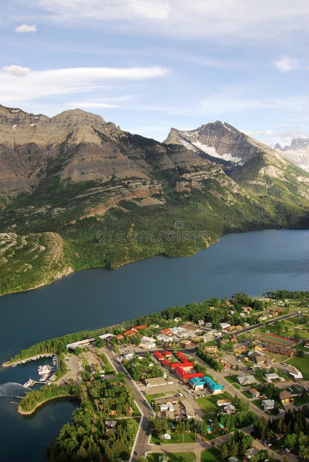 Waterton village and lake