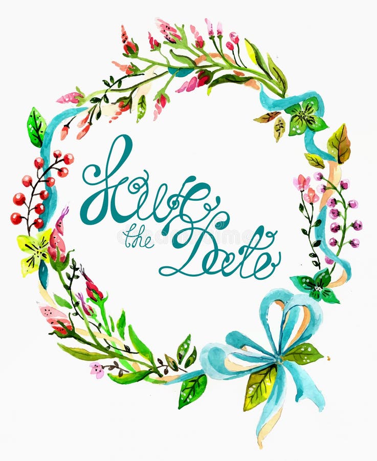 Waterverf bloemenkader voor huwelijksuitnodiging stock illustratie Waterverf bloemenkader voor huwelijksuitnodiging stock illustratie