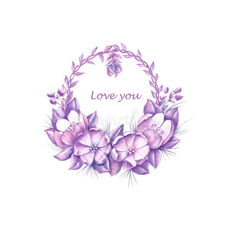 Waterverf bloemenkroon voor de dag van Valentin stock illustratie Waterverf bloemenkroon voor de dag van Valentin stock illustratie