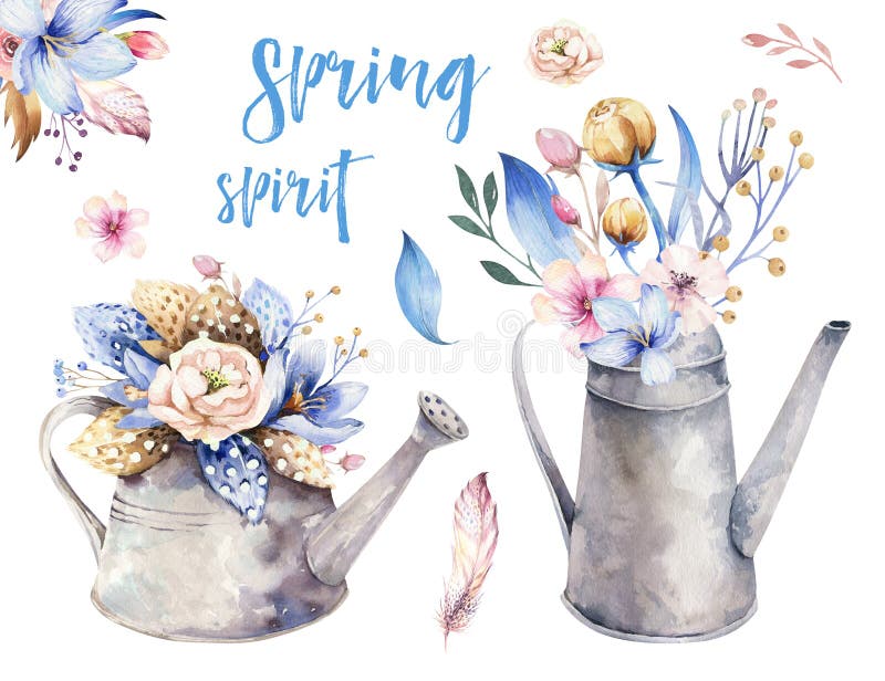 Waterverf de uitstekende het tuinieren gieter van het hulpmiddelen roestige tin voor het water geven van bloemen Hand getrokken g royalty-vrije illustratie Waterverf de uitstekende het tuinieren gieter van het hulpmiddelen roestige tin voor het water geven van bloemen Hand getrokken g royalty-vrije illustratie