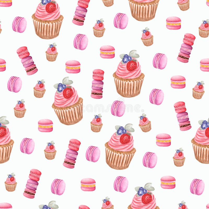 Waterverf macarons in purpere, rode en roze kleuren stock illustratie Waterverf macarons in purpere, rode en roze kleuren stock illustratie